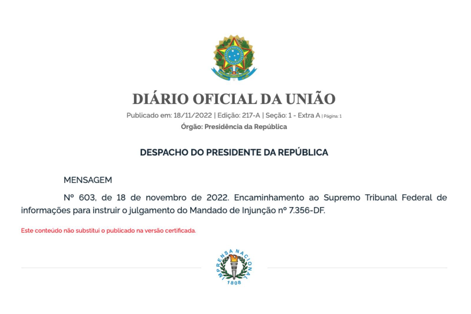 MANDADO DE INJUNÇÃO – T1E1 MANDADO DE INJUNÇÃO